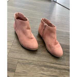 Girls Cat & Jack Pink Faux Suede Ankle Boots Booties, Size 4